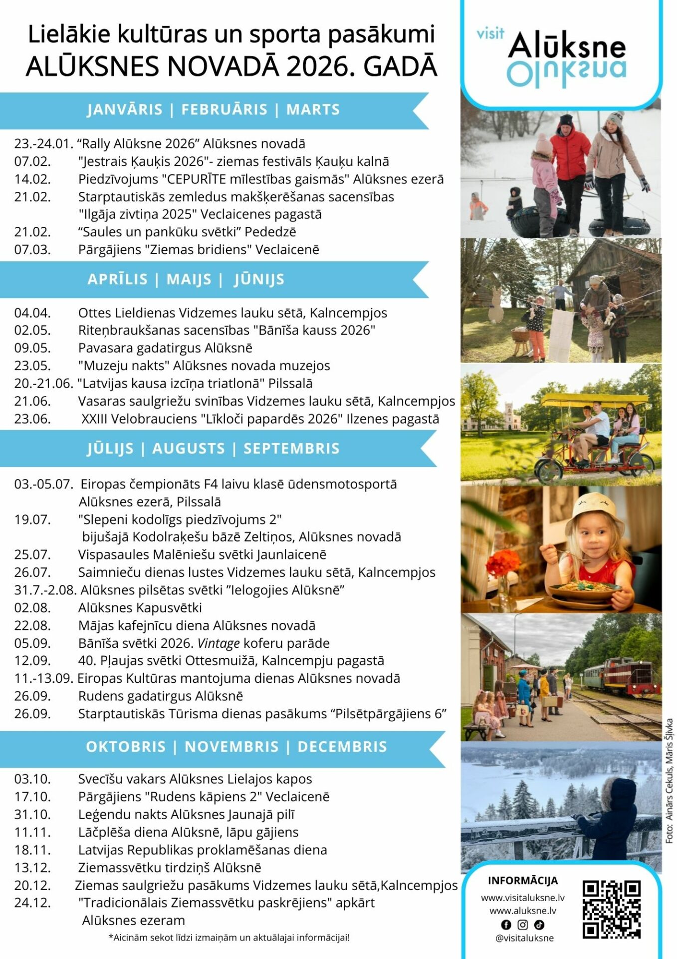 Alūksnes novada lielāko kultūras un sporta pasākumu plāns 2026. gadam